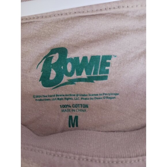 David Bowie Women's Soft Lightweight Crewneck Short Sleeve Band Tee Tan M - Picture 6 of 6